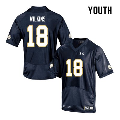 Notre Dame Fighting Irish Youth Joe Wilkins #18 Navy Under Armour Authentic Stitched College NCAA Football Jersey WLZ1899TT